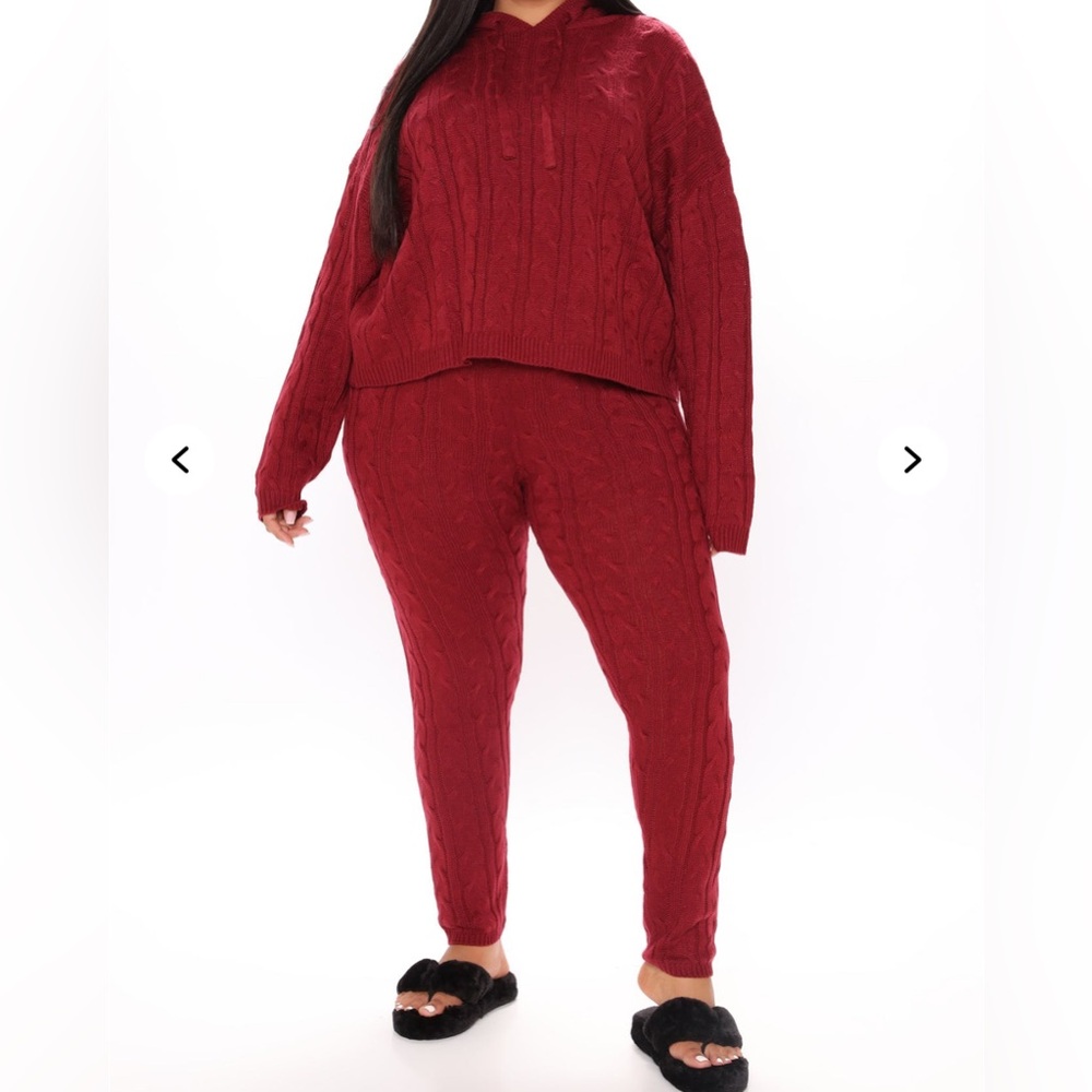 Can You Knit It Sweater Set - Burgundy